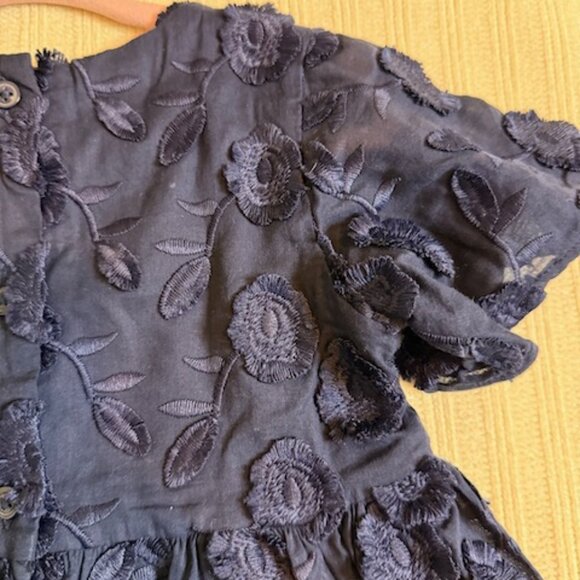 Janie & Jack Navy Jacquard Floral Dress | 2T - Picture 3 of 5